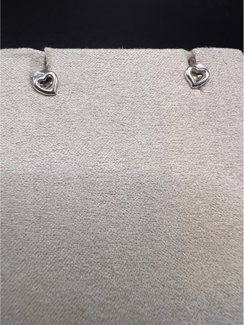 CLE 925 Sterling Silver Double Open Heart Stud Earrings Vintage